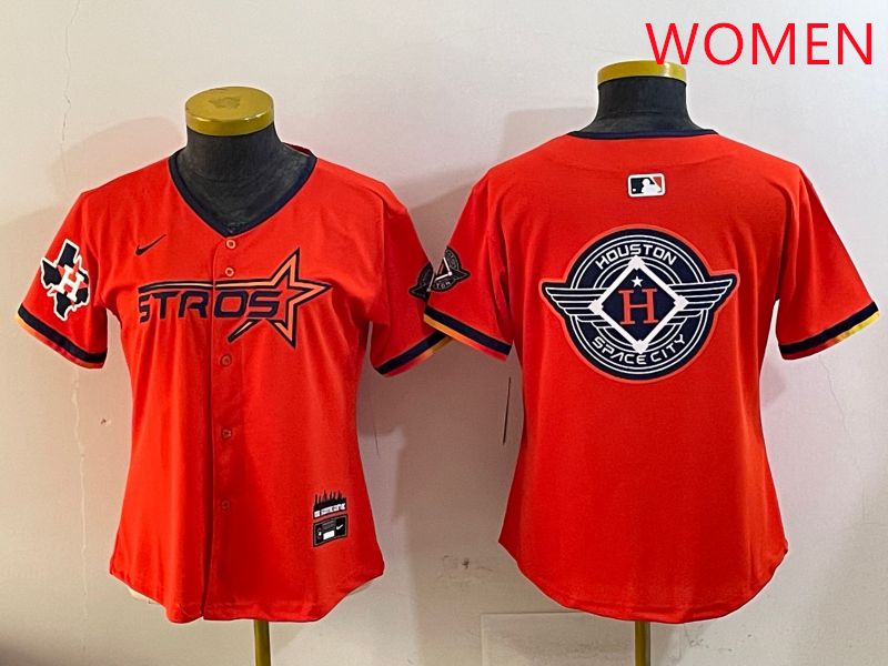 Women Houston Astros Blank Orange Three generations Joint Name 2025 Nike MLB Jersey style 27
